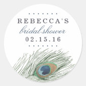 Waterverf Peacock-Vrijgezellenfeest Ronde Sticker (Voorkant)