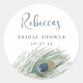 Waterverf Peacock-Vrijgezellenfeest Ronde Sticker (Voorkant)