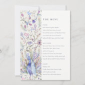  Waterverf Peacock Wedding Menu Soft Classy Kaart (Voorkant)