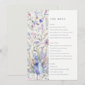  Waterverf Peacock Wedding Menu Soft Classy Kaart (Voorkant / Achterkant)