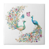 Waterverf Peacocks en Butterflies Tegeltje (Voorkant)