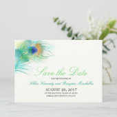 Waterverf PeacockVeer sparen de Datum Save The Date (Staand voorkant)