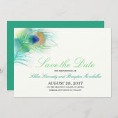 Waterverf PeacockVeer sparen de Datum Save The Date (Voorkant / Achterkant)
