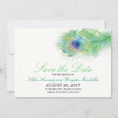 Waterverf PeacockVeer sparen de Datum Save The Date (Voorkant)