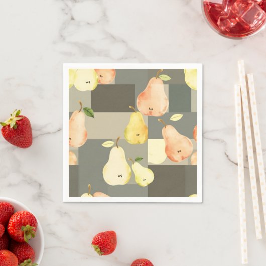 Waterverf Pear Patchwork Pattern Design Servet (Insitu)