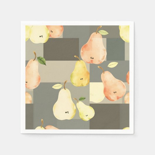 Waterverf Pear Patchwork Pattern Design Servet (Voorkant)