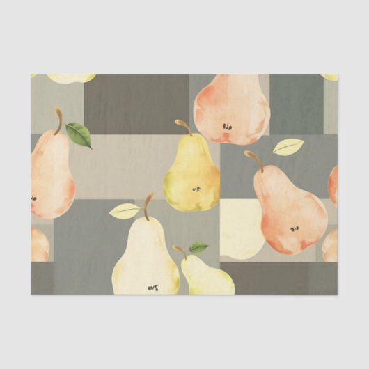 Waterverf Pear Patchwork Pattern Design Tissuepapier (Voorkant)
