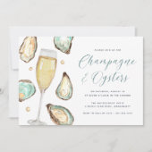 Waterverf Pearl Champagne & Oysters Party Kaart (Voorkant)
