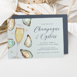 Waterverf Pearl Champagne & Oysters Party Kaart