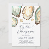 Waterverf Pearl Oysters & Champagne Party Kaart (Voorkant)