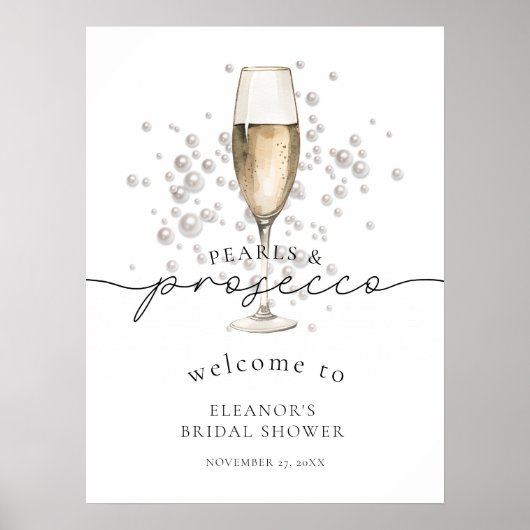 Waterverf Pearls. & Prosecco Vrijgezellenfeest Wel Poster (Voorkant)