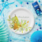 Waterverf Peer en fruit met Griekenland Papieren Bordje (Feest)