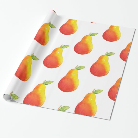 Waterverf Peer Patroon Cadeaupapier (Uitgerold)