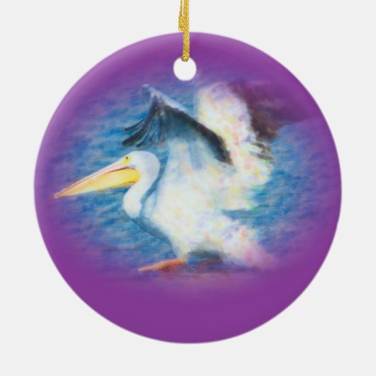 waterverf pelicaan 17 sierogen keramisch ornament (Achterkant)