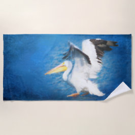 waterverf pelicaanse badhanddoek 2