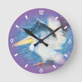 waterverf pelikaan 17 ronde klok