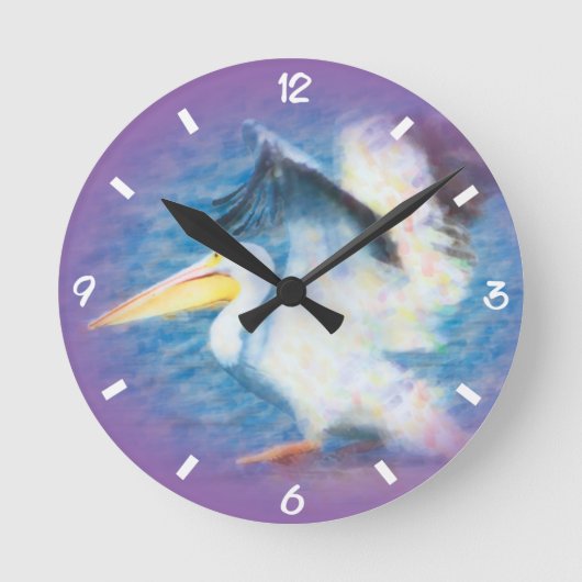 waterverf pelikaan 17 ronde klok (Voorkant)