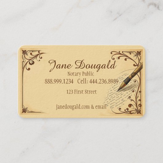 Waterverf  Pen Classic Notaris Visitekaartje (Voorkant)