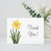 Waterverf, pen en inkt Daffodil Bedankkaart (Staand voorkant)