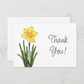 Waterverf, pen en inkt Daffodil Bedankkaart (Voorkant / Achterkant)