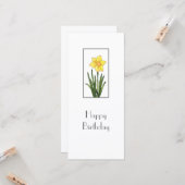 Waterverf, pen en inkt Daffodil Kaart (Voorkant / Achterkant in situ)