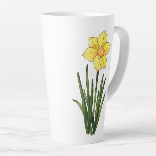 Waterverf, pen en inkt Daffodil Latte Mok (Rechterhoek)