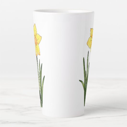 Waterverf, pen en inkt Daffodil Latte Mok (Voorkant)