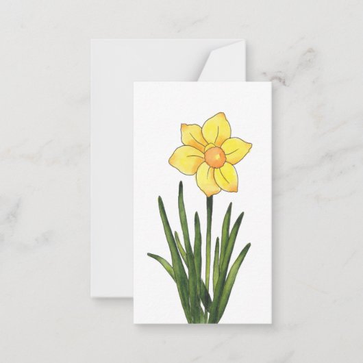 Waterverf, pen en inkt Daffodil Note Kaart Notitiekaartje (Voorkant)