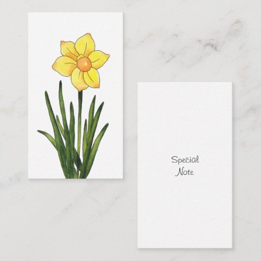 Waterverf, pen en inkt Daffodil Note Kaart Notitiekaartje (Voorkant / Achterkant)