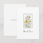 Waterverf, pen en inkt Daisy Floral Bouquet Bedankkaart (Voorkant / Achterkant)