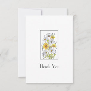 Waterverf, pen en inkt Daisy Floral Bouquet Bedankkaart