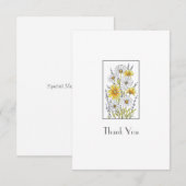 Waterverf, pen en inkt Daisy Floral Bouquet Bedankkaart (Voorkant / Achterkant)