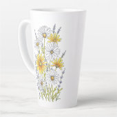 Waterverf, pen en inkt Daisy Floral Bouquet Latte Mok (Linkerhoek)