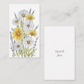 Waterverf, pen en inkt Daisy Floral Bouquet Notitiekaartje (Voorkant / Achterkant)