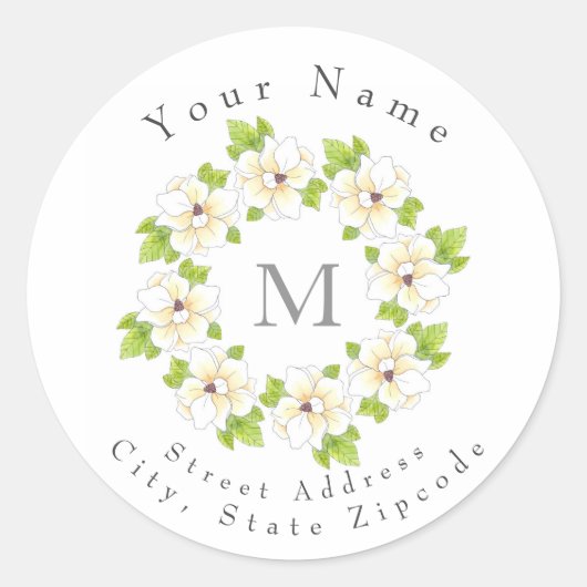 Waterverf, pen en inkt Magnolia Ronde Sticker (Voorkant)