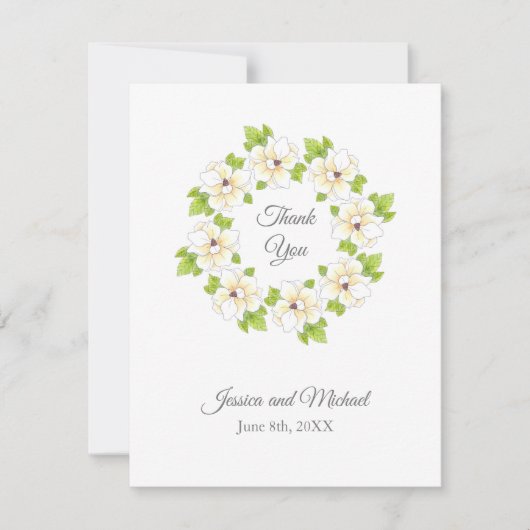 Waterverf, pen en inkt Magnolia Wreator Bedankkaart (Voorkant)