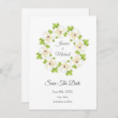 Waterverf, pen en inkt Magnolia Wreator Save The Date (Voorkant / Achterkant)