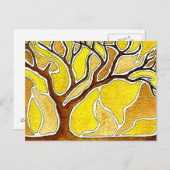 Waterverf Pen en Inktboom - Geel goud Briefkaart (Voorkant / Achterkant)