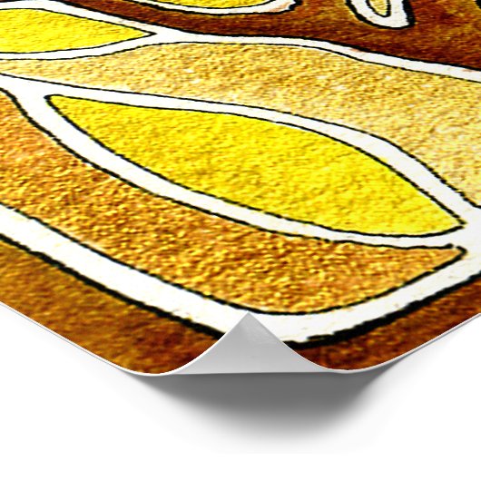 Waterverf Pen en Inktboom - Geel goud Poster (Hoek)