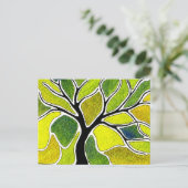 Waterverf Pen en Inktboom - Geel groen Briefkaart (Staand voorkant)