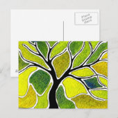 Waterverf Pen en Inktboom - Geel groen Briefkaart (Voorkant / Achterkant)