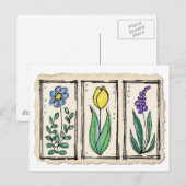 Waterverf Pen en inktkettingbloemen Briefkaart (Voorkant / Achterkant)