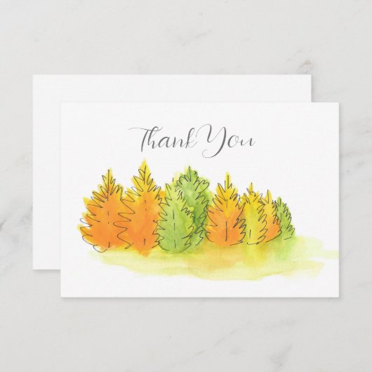 Waterverf, Pen & Ink Herfstbomen Bedankkaart (Voorkant / Achterkant)