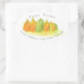 Waterverf, Pen & Ink Herfstbomen Label (Tas)