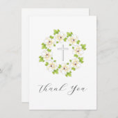 Waterverf, Pen & Ink Magnolia Krans & Kruis Bedankkaart (Voorkant / Achterkant)