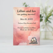 Waterverf Penguin Eenvoudige Stijl Rood Bewaar de  Save The Date (Staand voorkant)