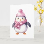 Waterverf Penguin Kaart (Gele Bloem)