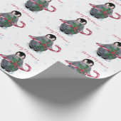 Waterverf Penguin Merry Kerstmis Cadeaupapier (Hoek)