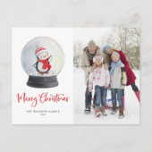 Waterverf Penguin Snow Wereldbol FotoKerstmis Feestdagenkaart (Voorkant)