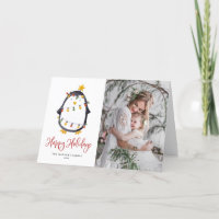 Waterverf Penguin Snowglobe Foto met Kerstmis